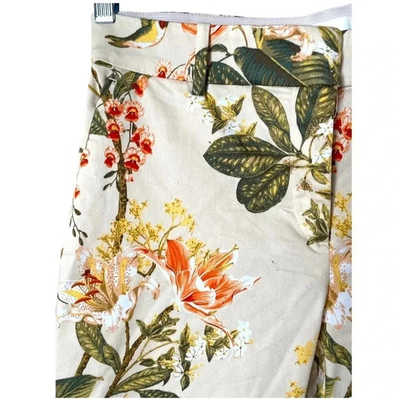 H&M | Cotton Blend Satin Ankle Length Floral Tapered Slacks Size 8 (NWOT) - Picture 5 of 9